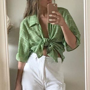 Vintage Lime Green Button Up